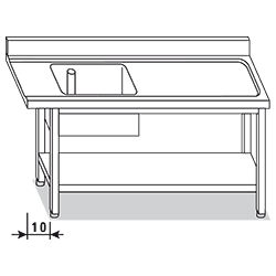 Tavolo prelavaggio L. cm 120