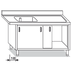 Tavolo prelavaggio L. cm 120 + porte