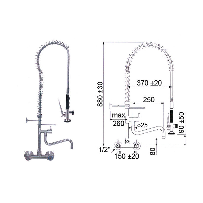 Rubinetteria + Doccia Inox a muro