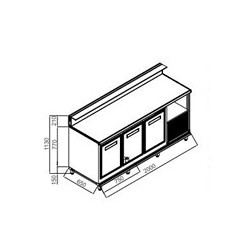 Banco "OXIDE" L. 200 cm refrigerato